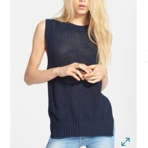 Navy Sleeveless Knit Sweater